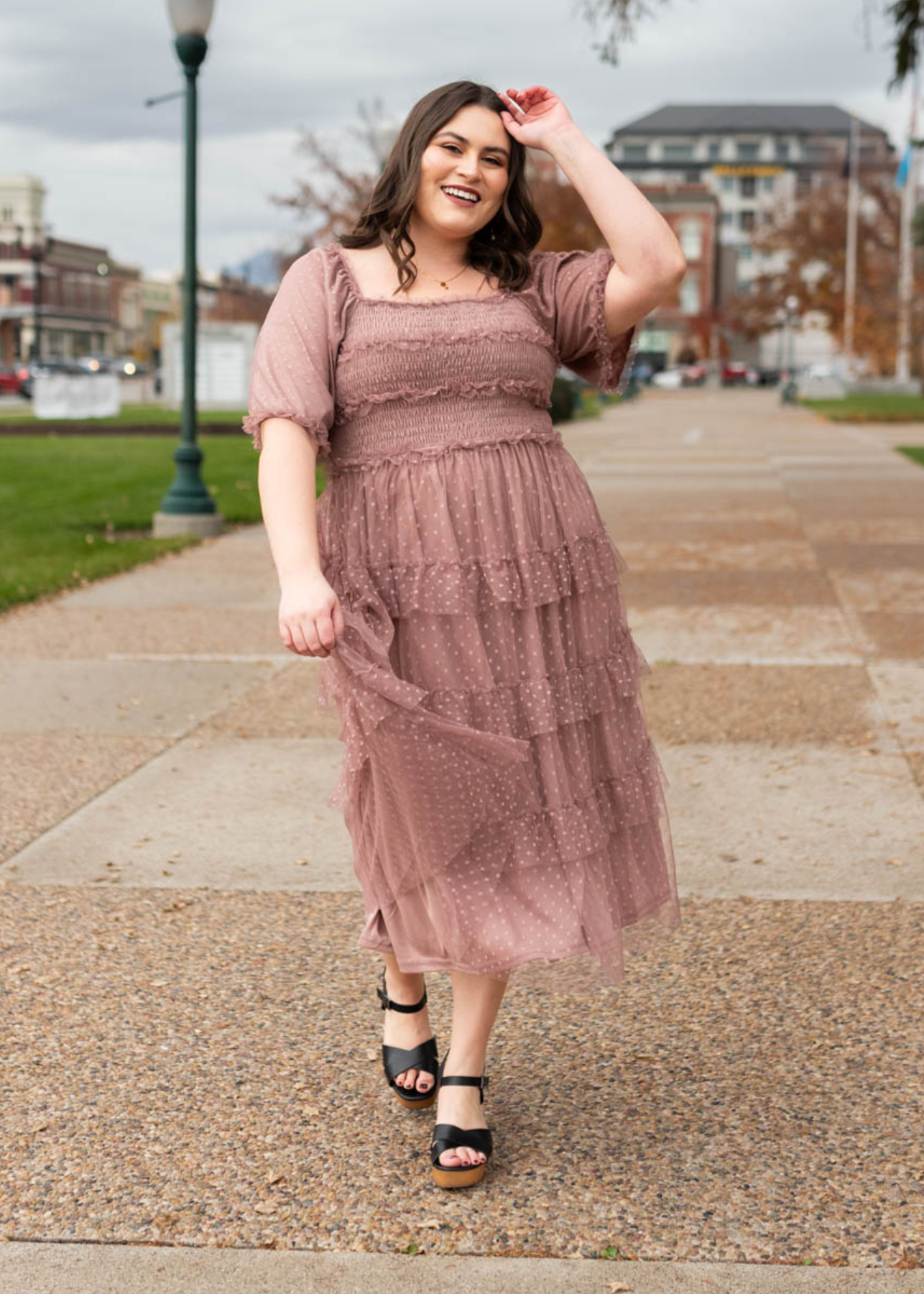 Plus size dusty rose dress