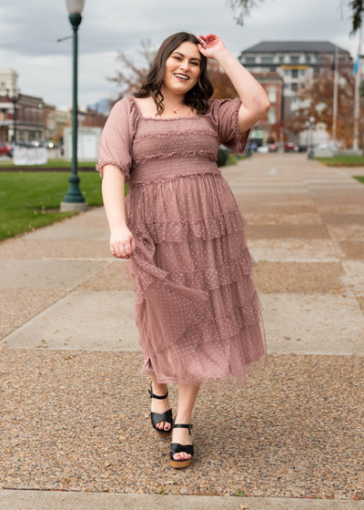 Plus size dusty rose dress