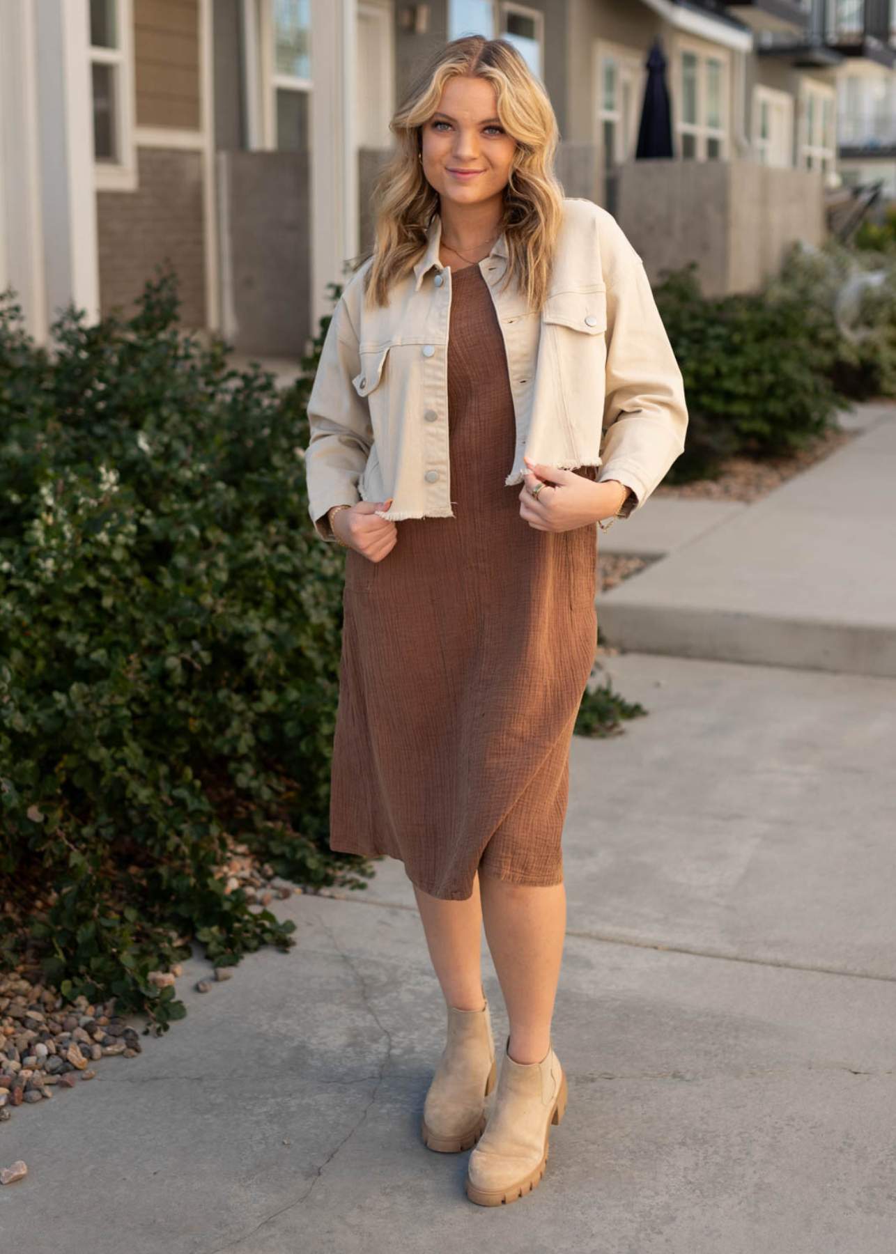 Beige button down jacket