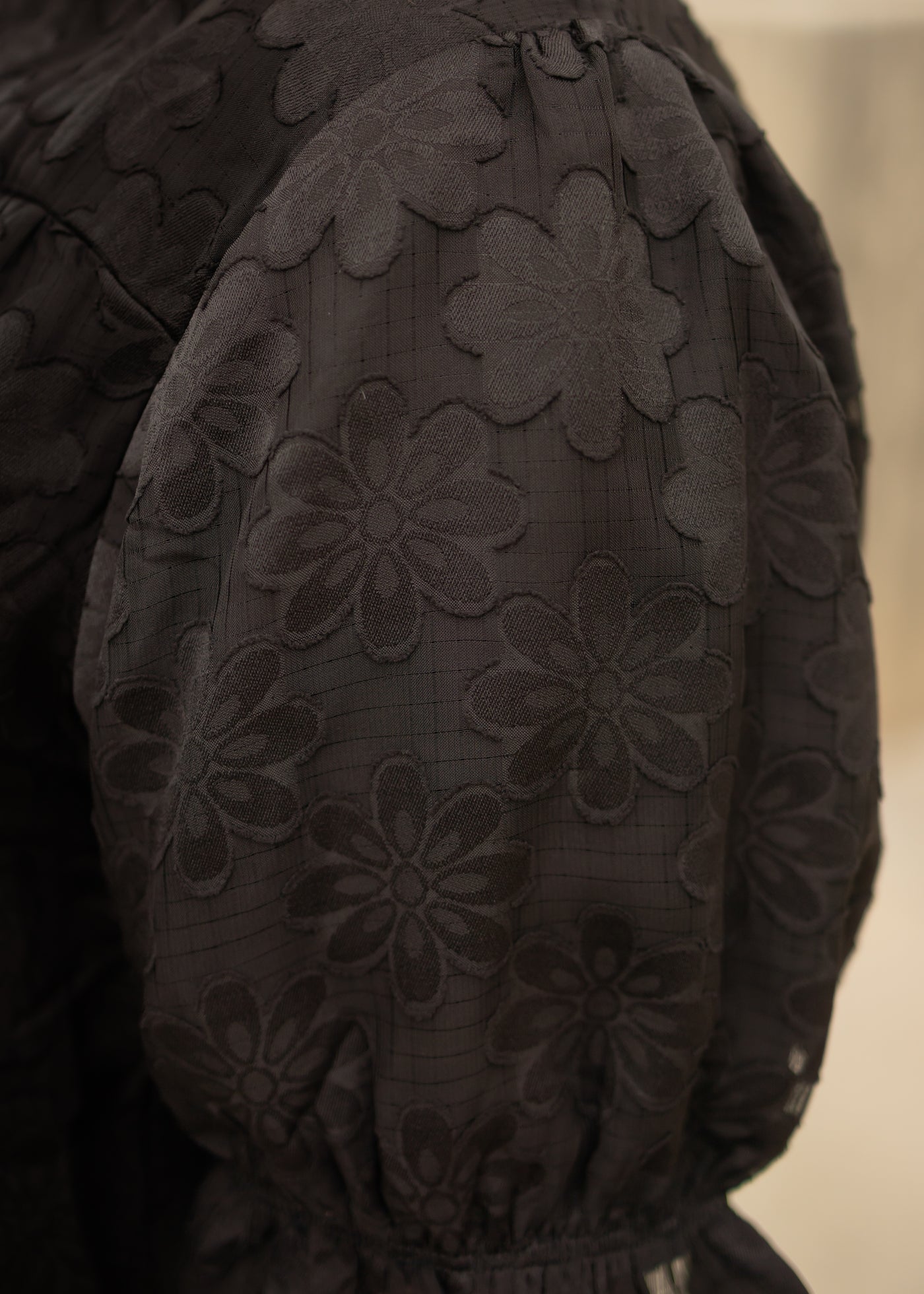 Floral pattern on a black dress
