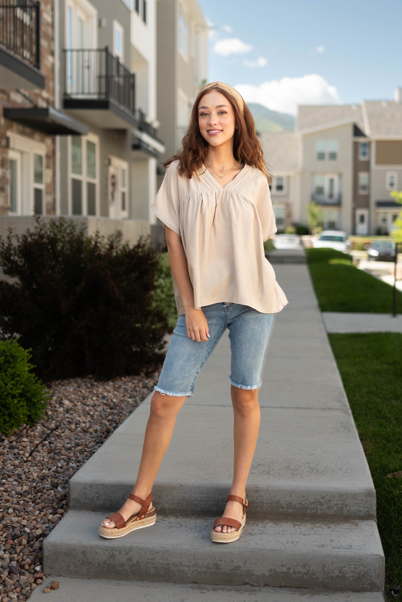 V-neck beige top 