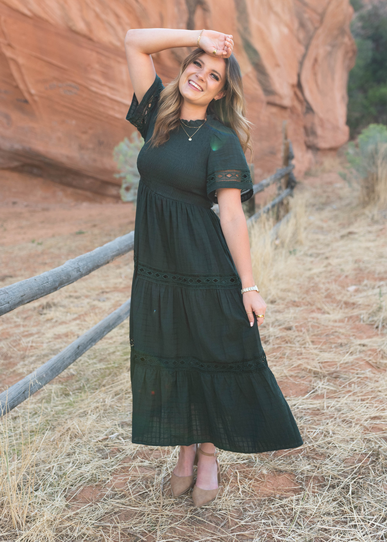 Short sleeve hunter green dress