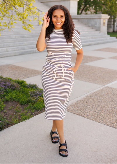 Short sleeve black striped top