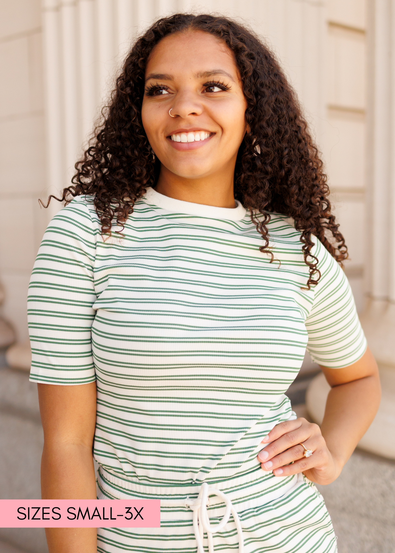Green striped top
