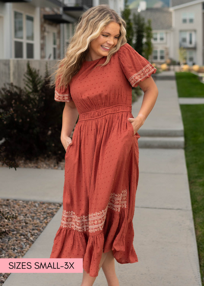 Rust dress with pockets