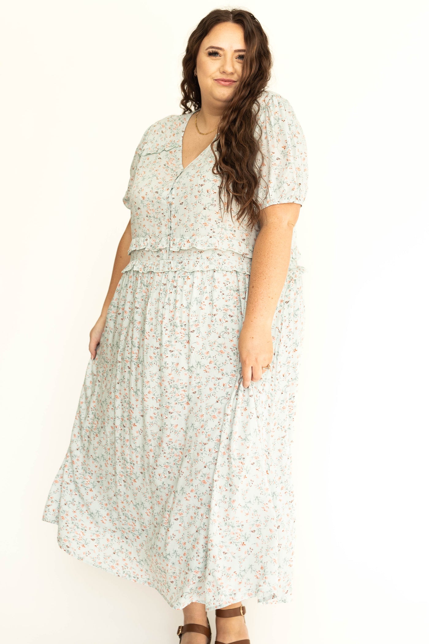 Plus size seafoam floarl dress
