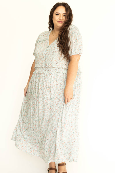 Plus size seafoam floarl dress