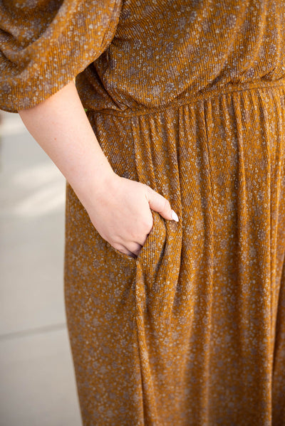 Plus size Kyra mustard dress with pockets