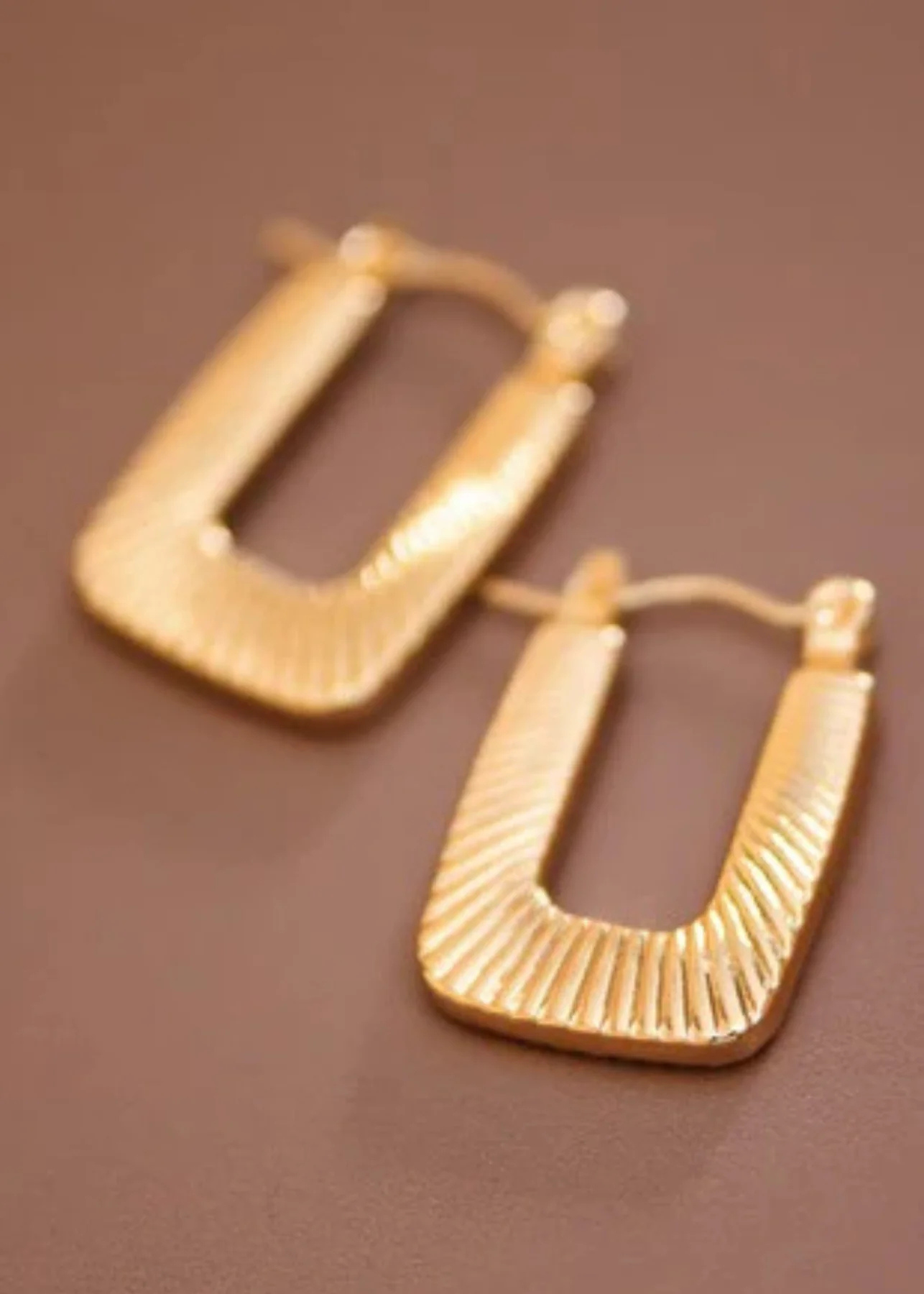 Gold square hoop pierce earing