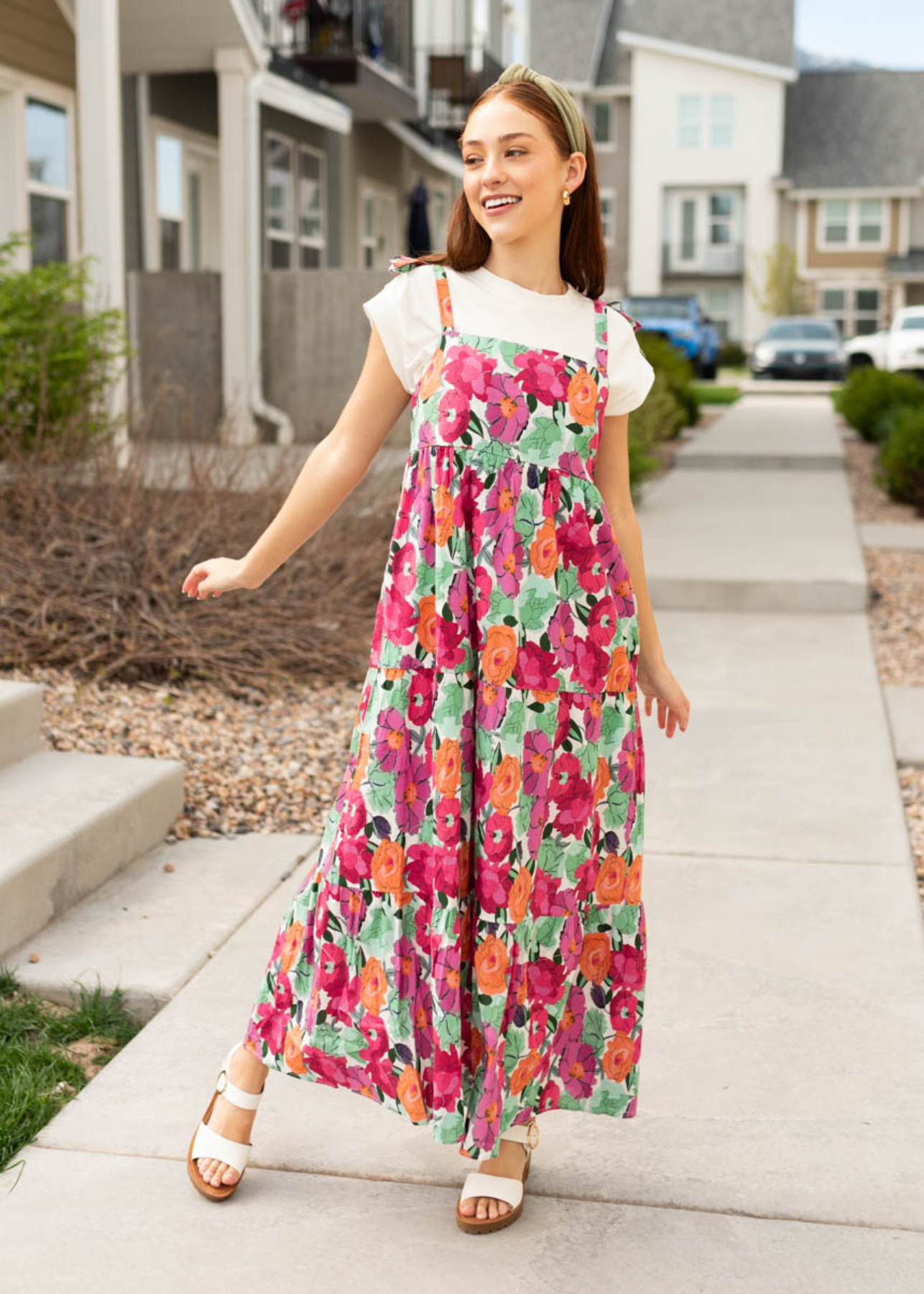 Multi floral tiered dress