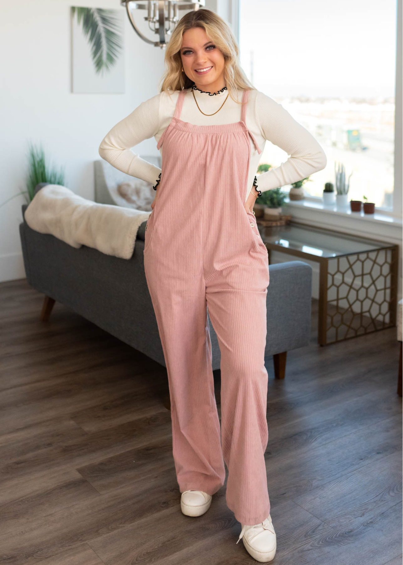 Dusty pink overalls