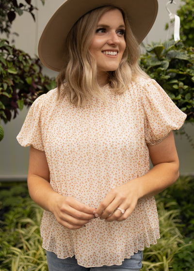 Sheer ivory floral top