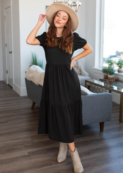 Short sleeve black dress
