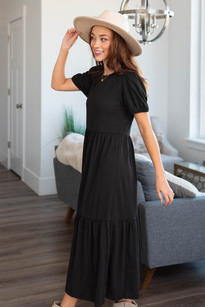 Side view of a black dress