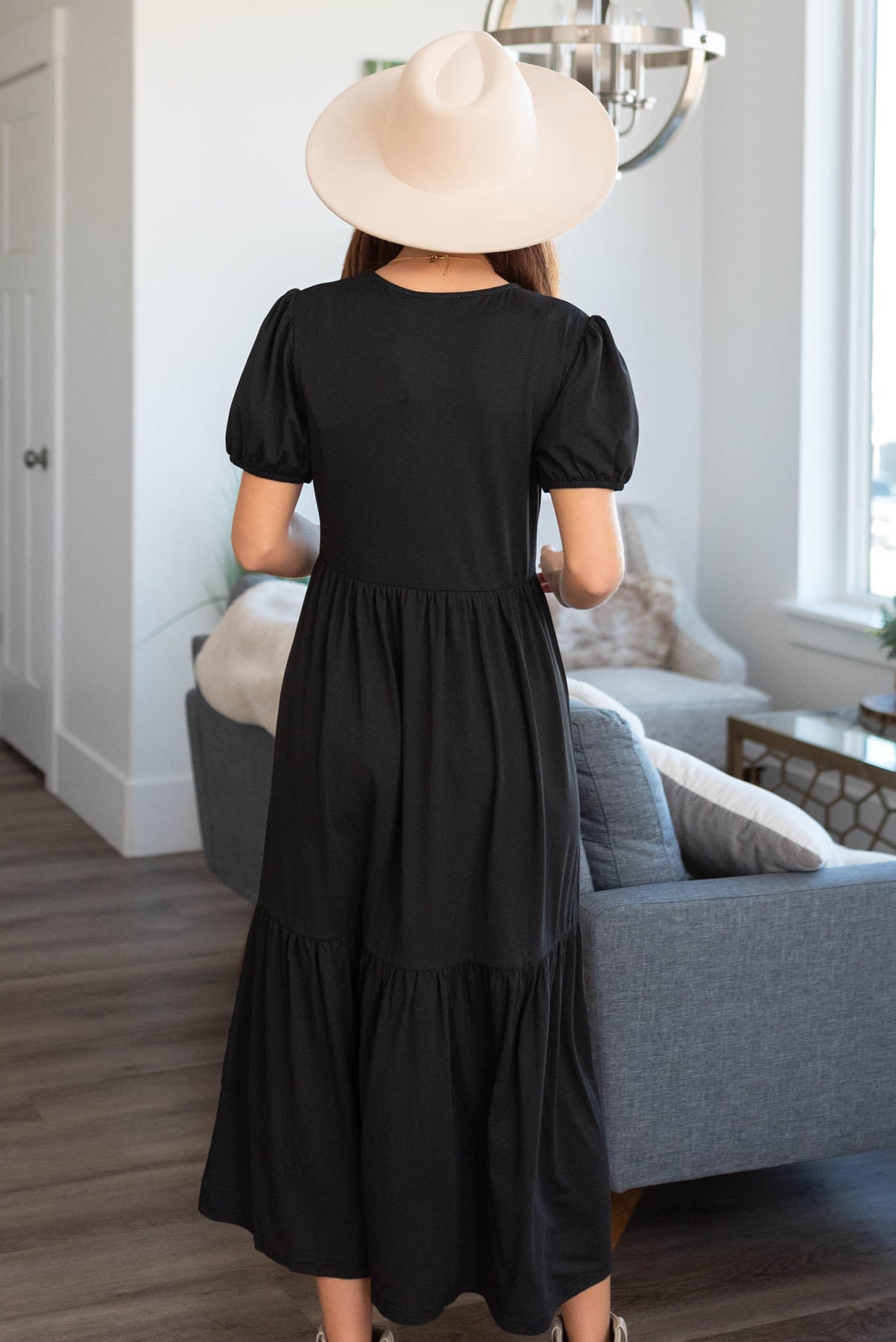 Back view of a black dress
