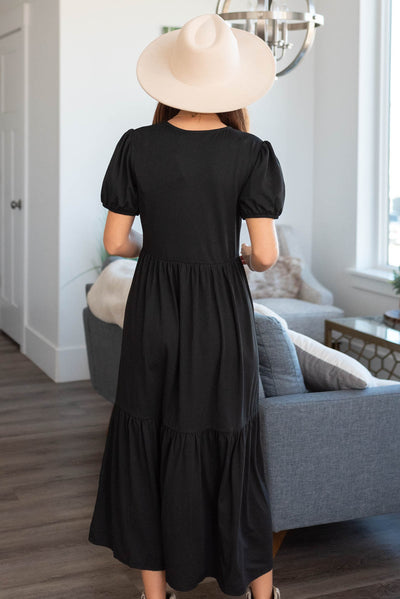 Back view of a black dress