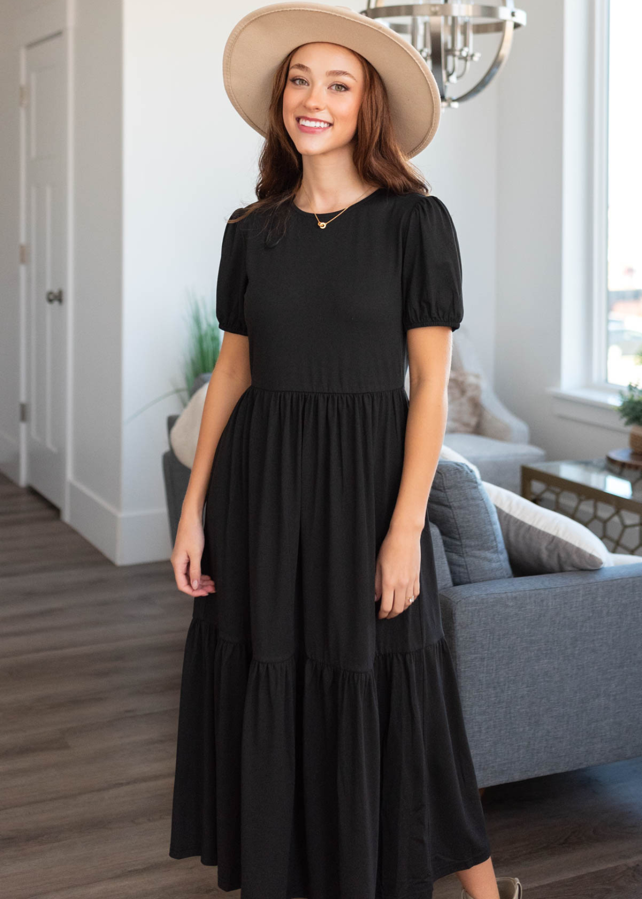 Short sleeve black dress