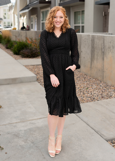 Black textured dress
