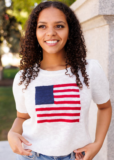 Ivory flag sweater top