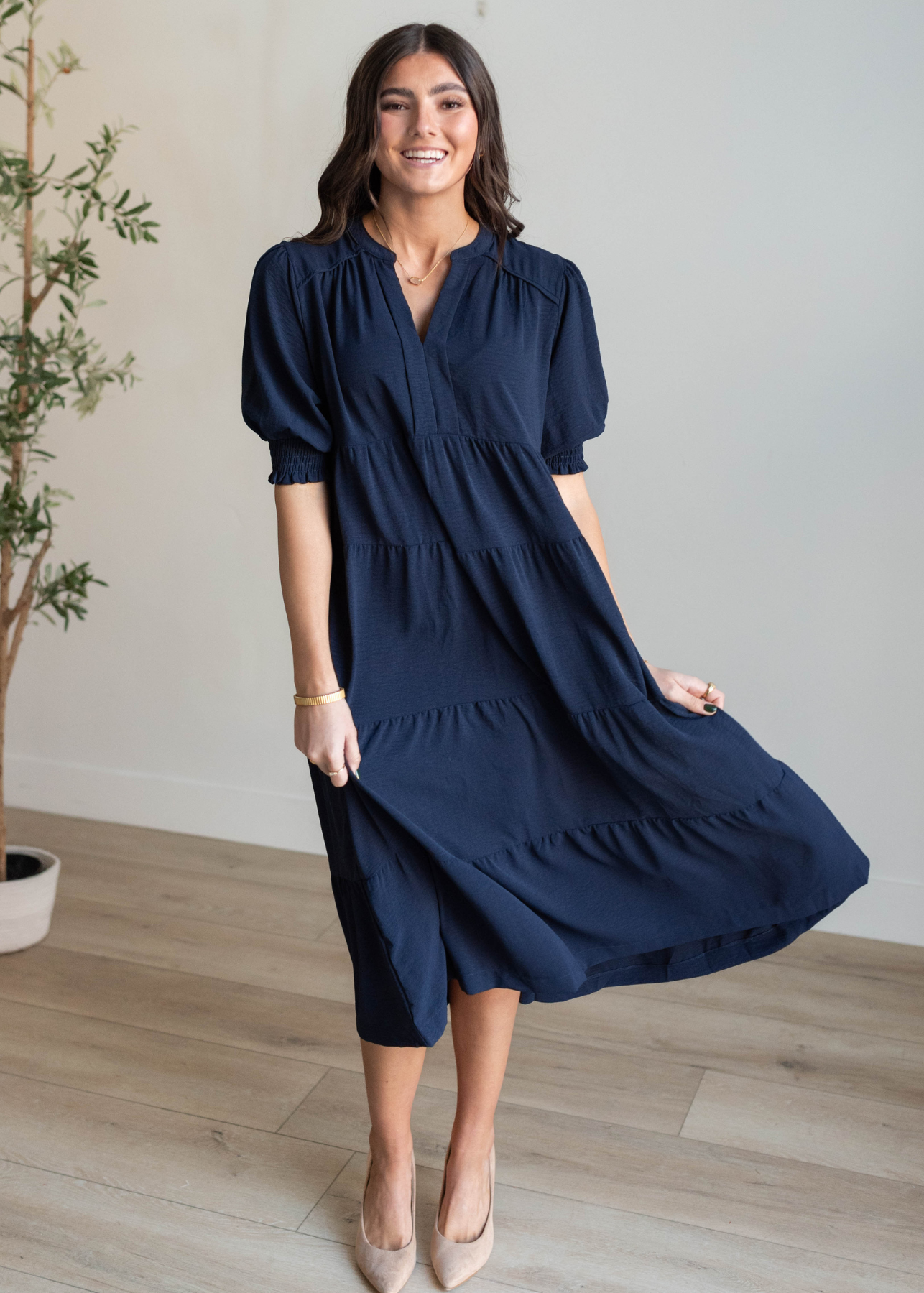 Navy tiered dress