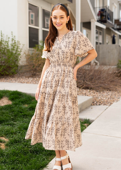 Taupe patterned dress