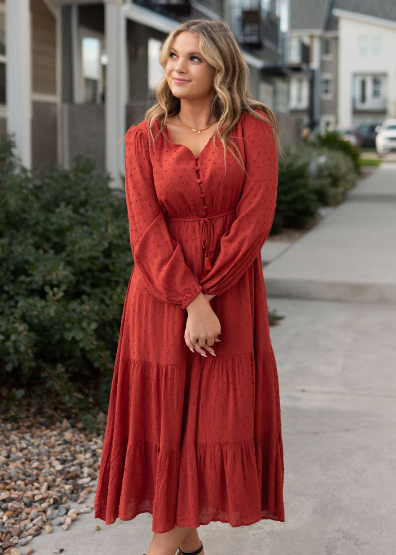 Long sleeve brick dress
