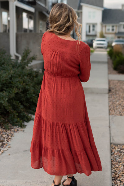 Back view of a brick dress