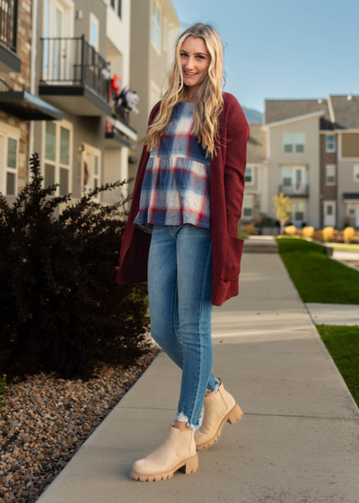Lilly Navy Plaid Top