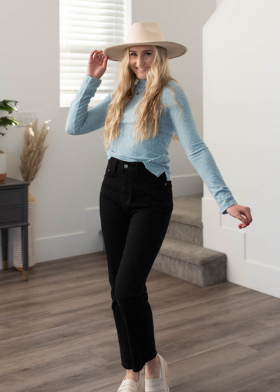 Long sleeve sky blue top