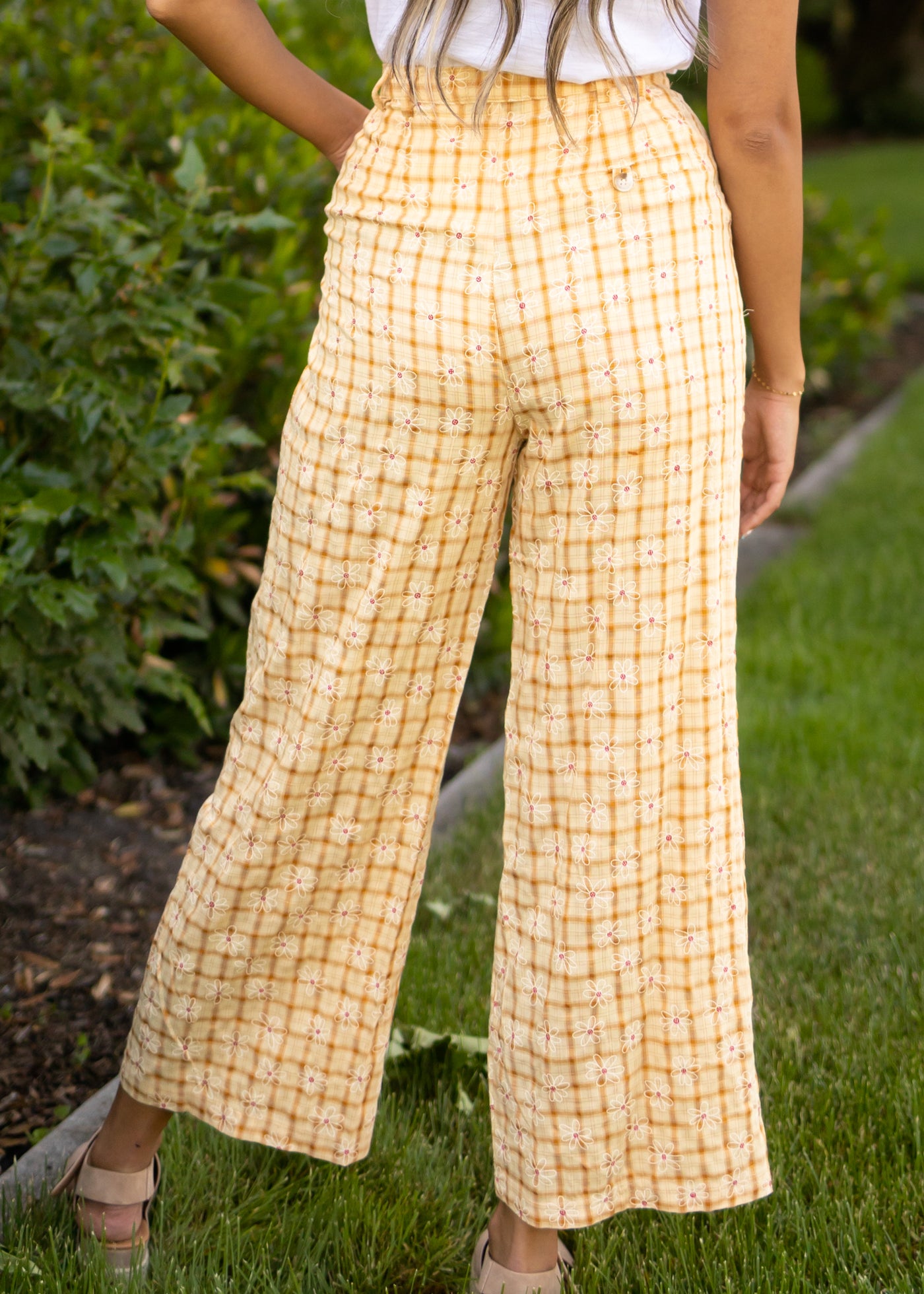 Back view of yellow pants