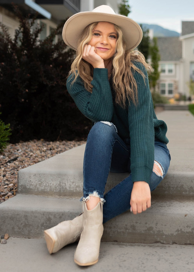 Long sleeve evergreen sweater