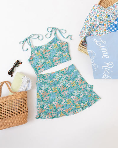 Little Meadow Shoulder-Tie Crop Top