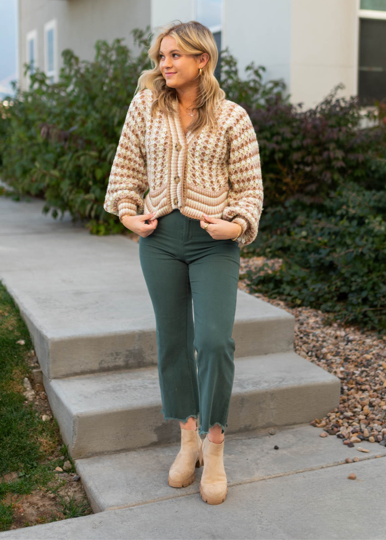 Long sleeve khaki cardigan