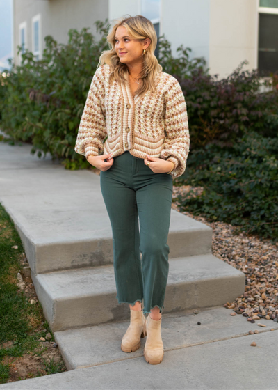 Long sleeve khaki cardigan