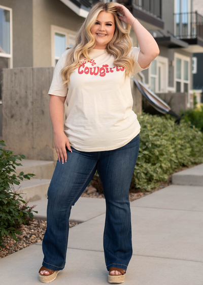 Long live plus size ivory tee with short sleeves