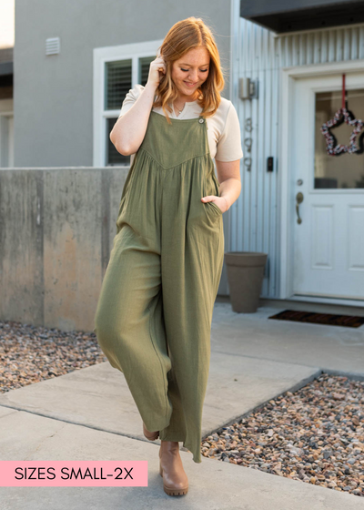 Olive jumpsuit with pockets