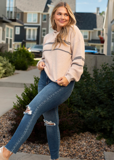 Side view of a vintage rose hoodie