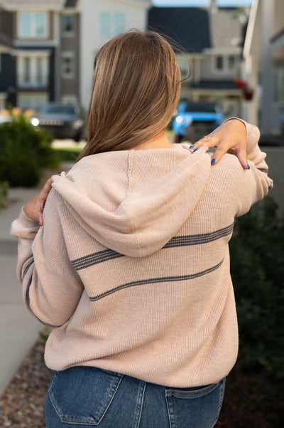 Back view of a vintage rose hoodie