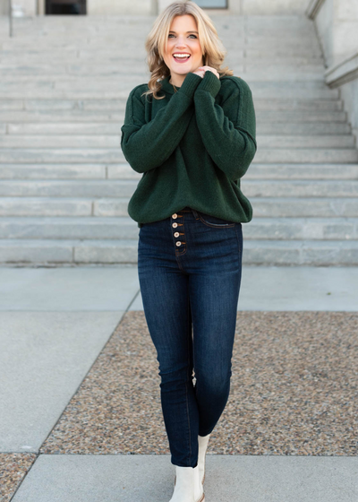 Small hunter green knit pullover