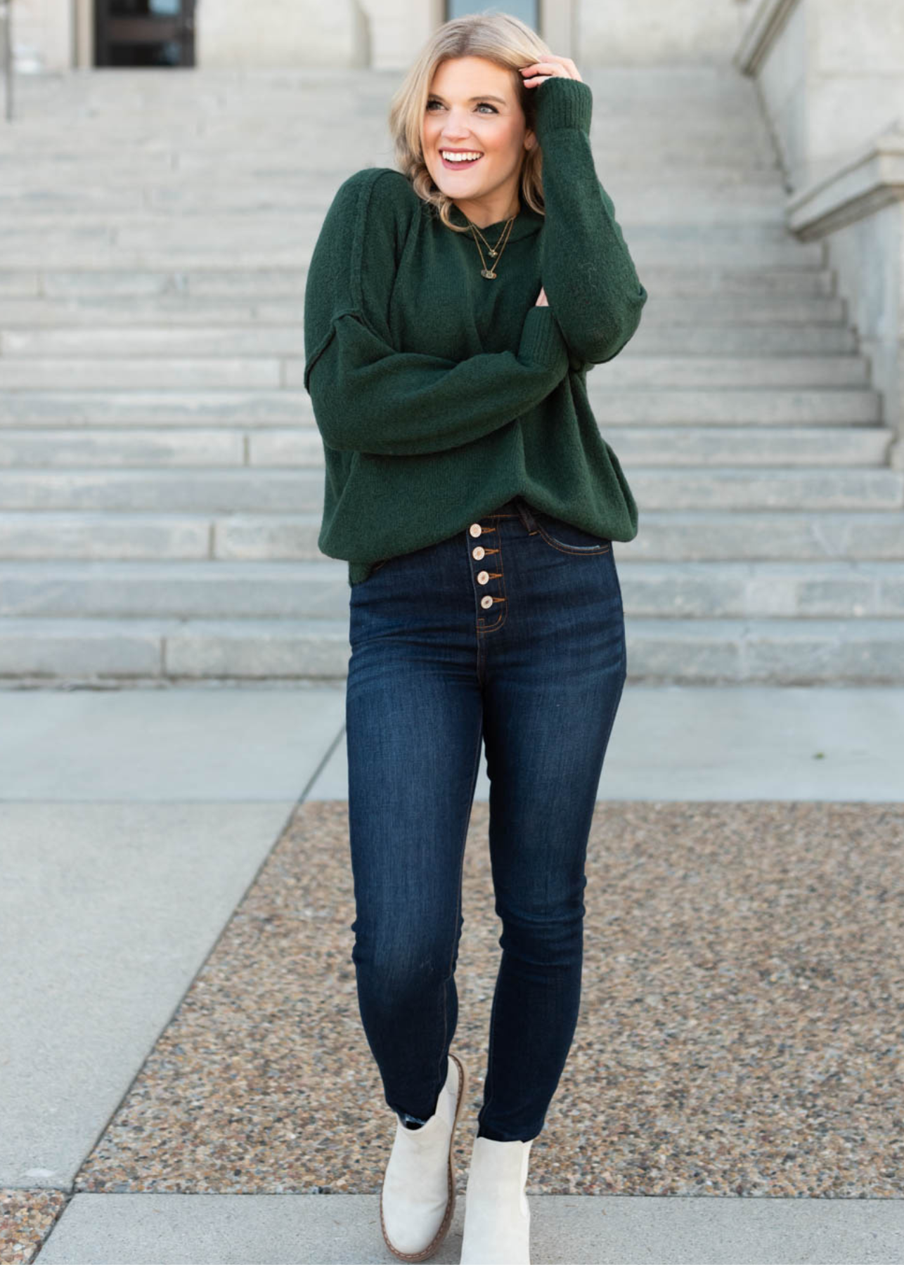Hunter green knit pullover