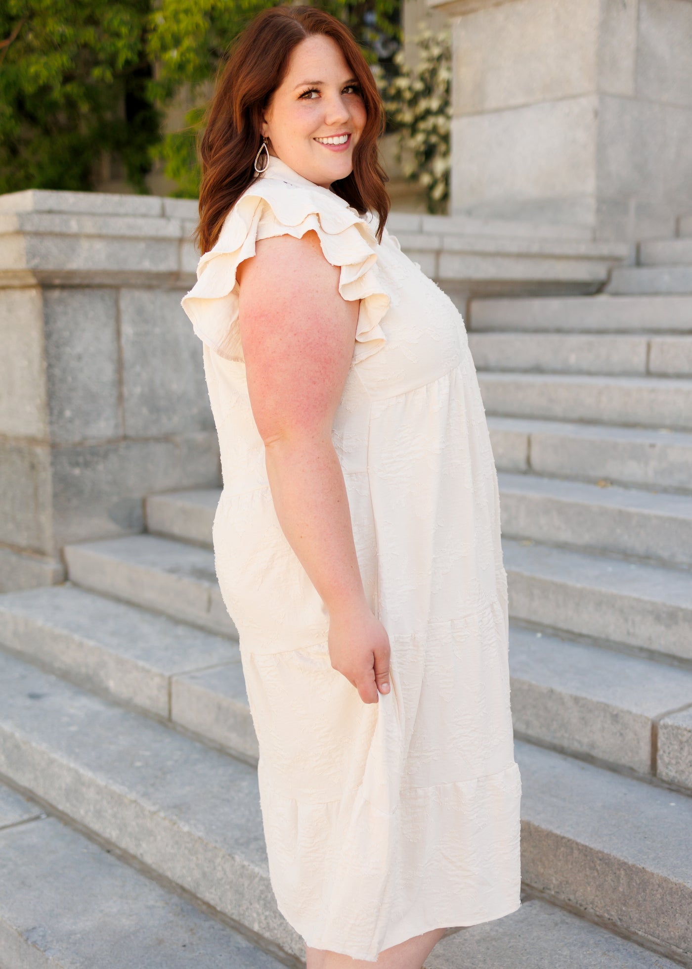 Lysa Natural Flutter Sleeve Dress