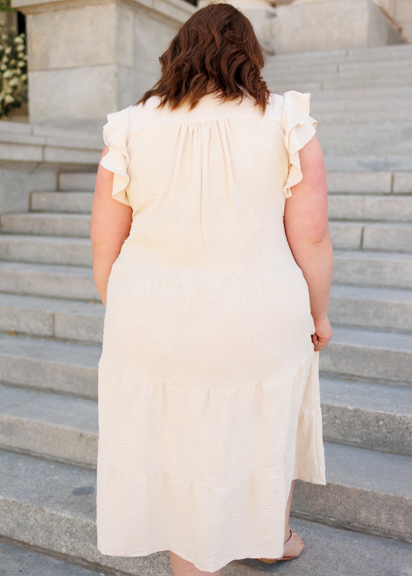 Lysa Natural Flutter Sleeve Dress