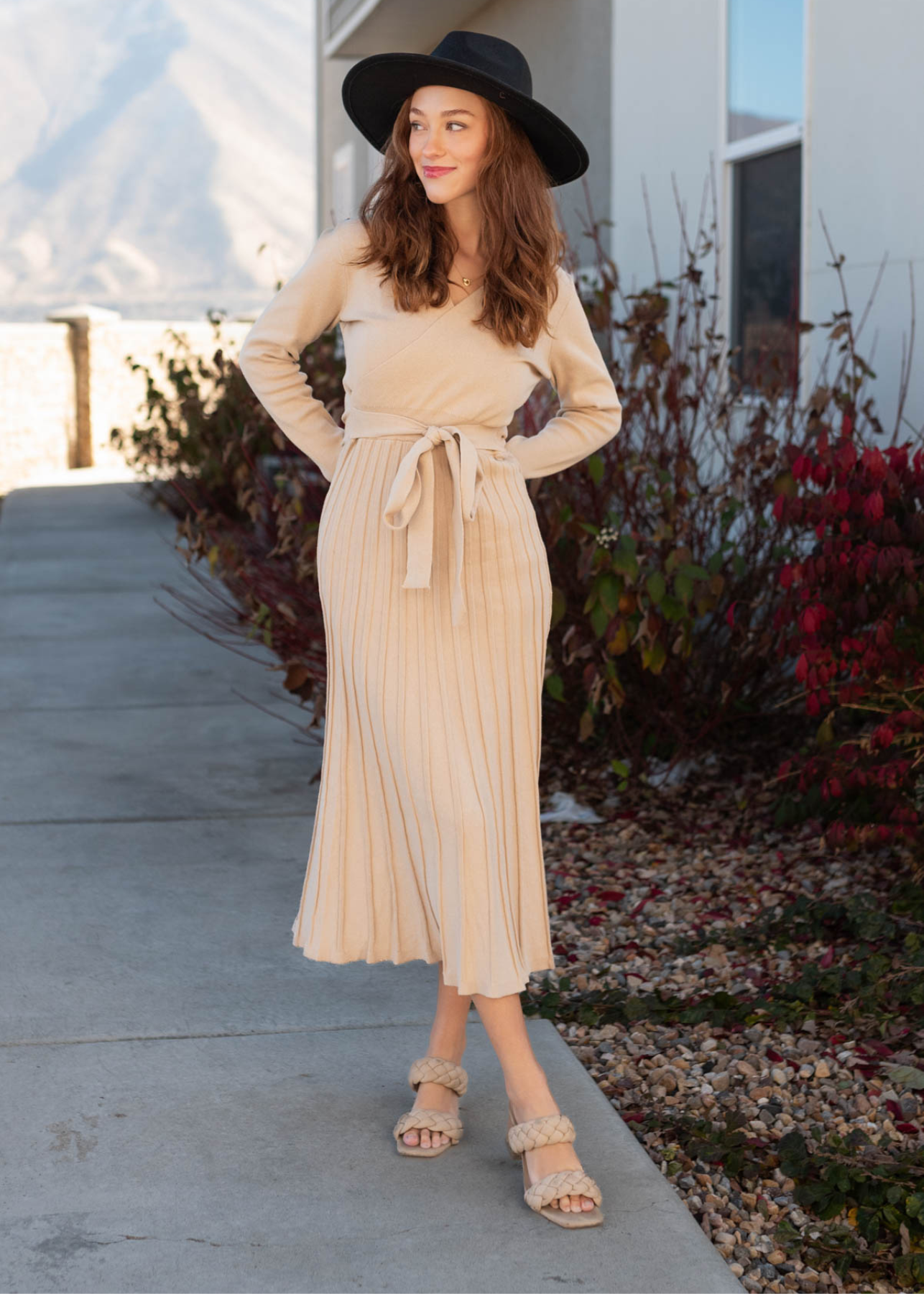 Nude sweater dress