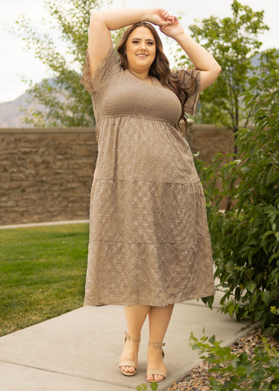 Plus size taupe dress