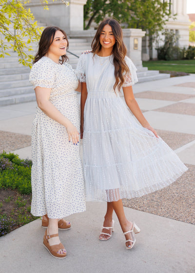 Sarah Dusty Blue Lace Dress