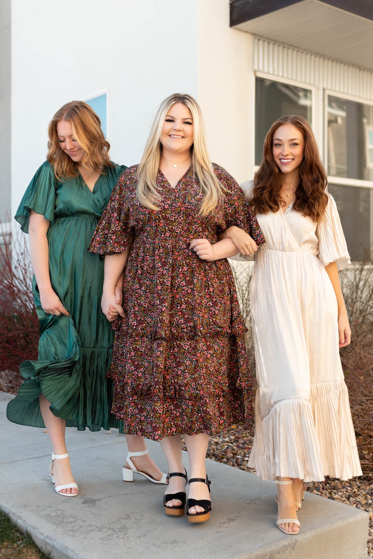 Madilyn Cream Pleated Wrap Dress