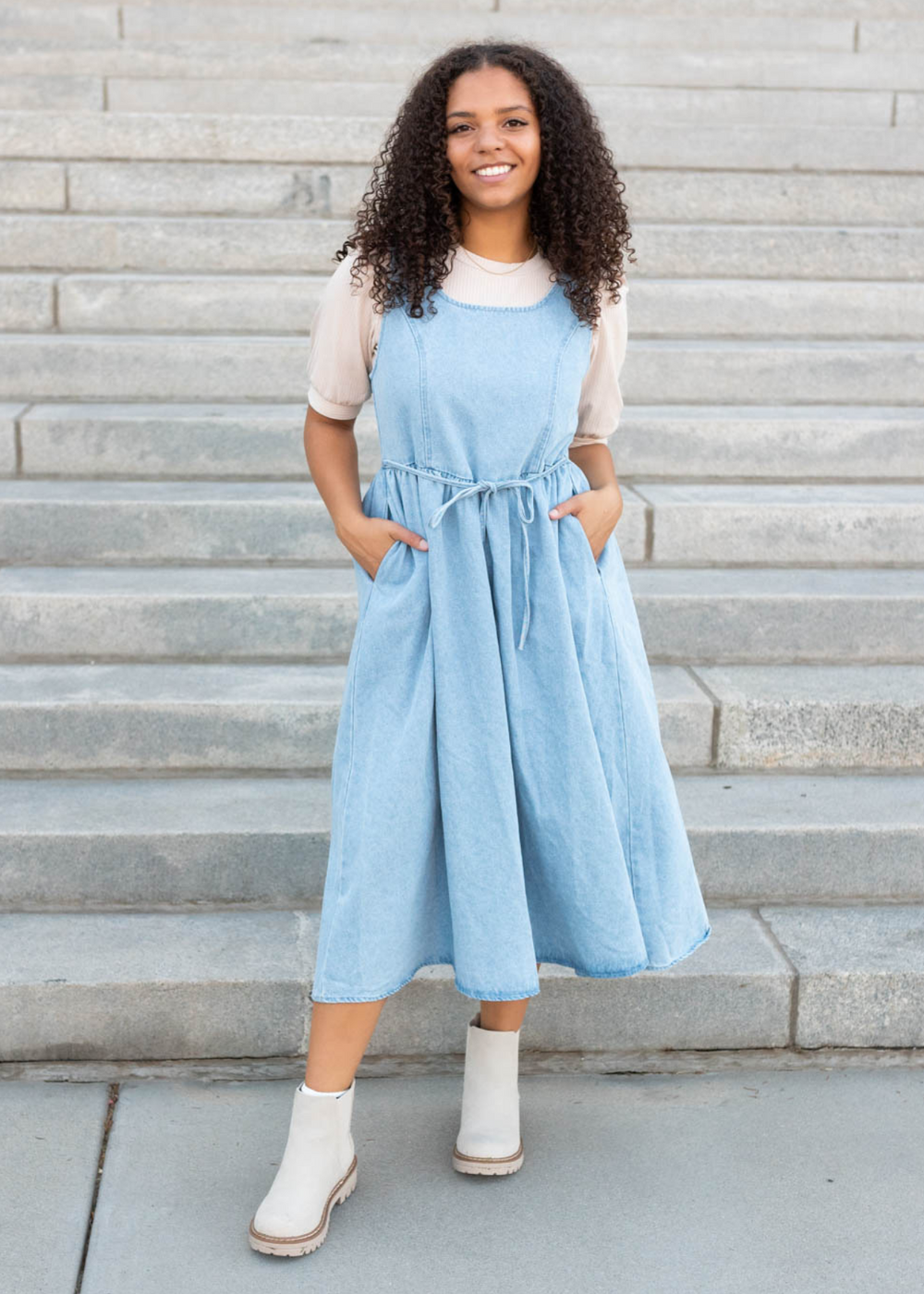 Jeans jumper dress deals