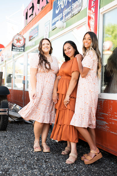 Maeve Rust Ruffle Dress