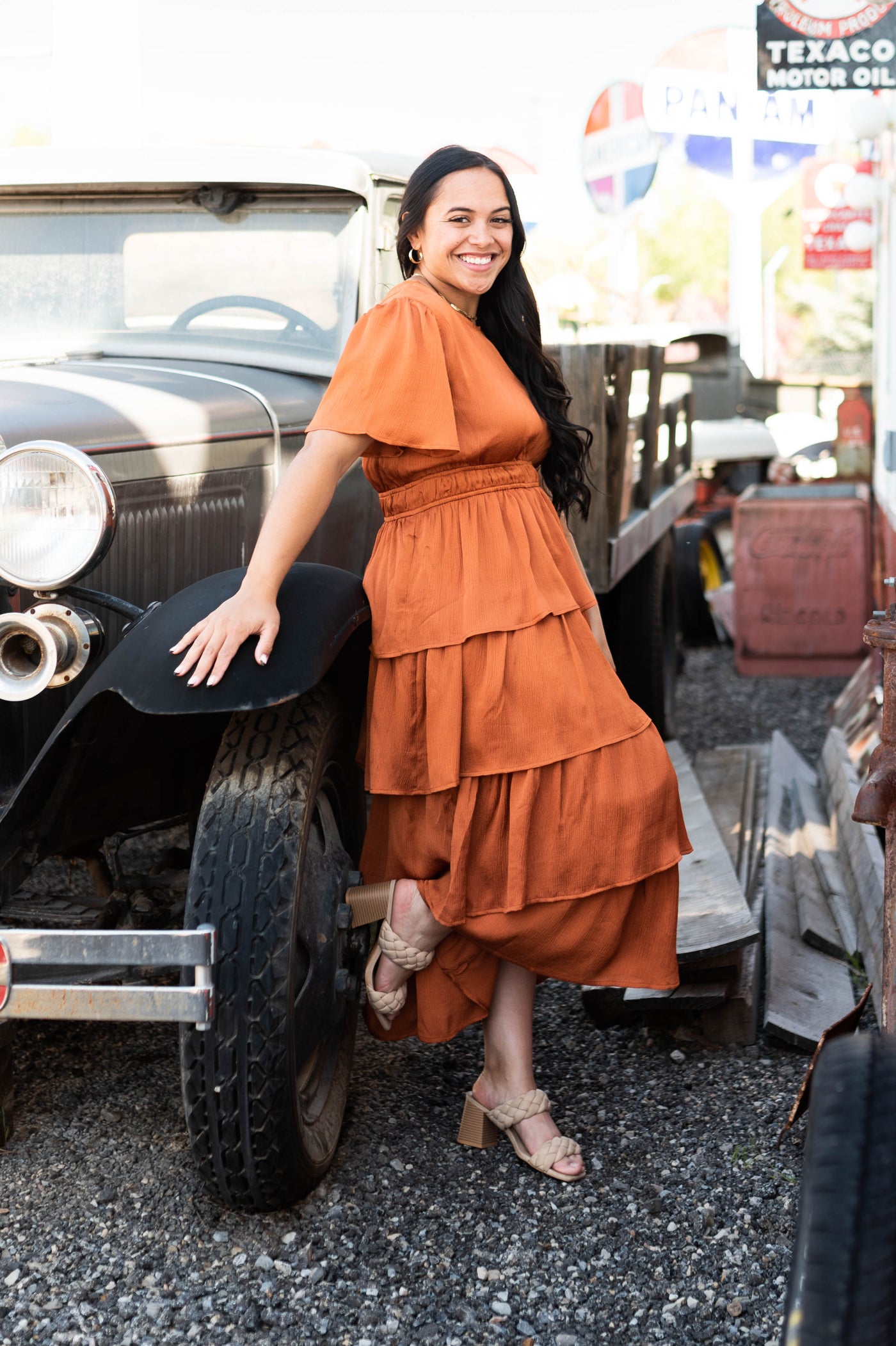 Satin rust colored dress