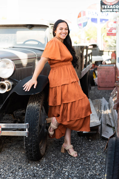 Satin rust colored dress